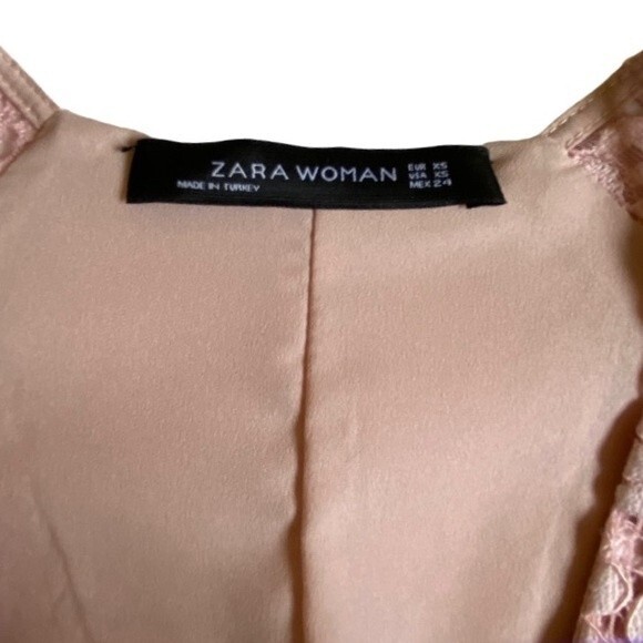 NWOT Zara Lace Overlay Mini Dress Size XS Light Pink Cap Sleeve Fairy - Picture 14 of 15